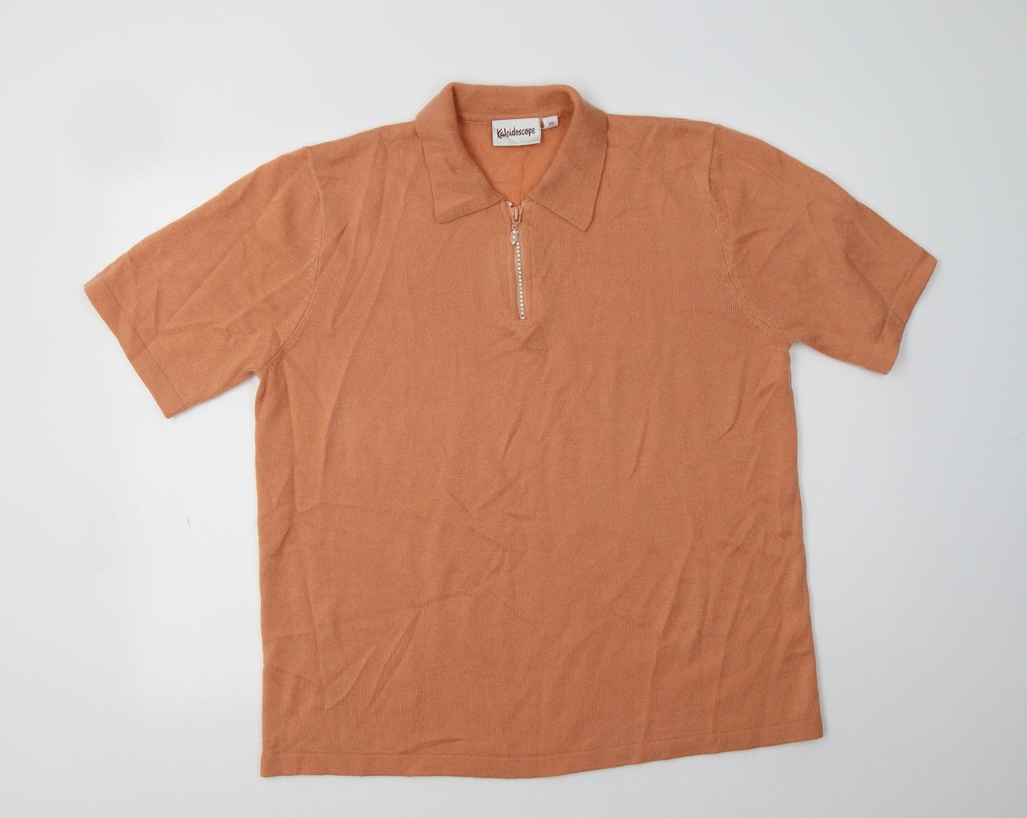 Kaleidscope Womens Orange Collared  Acrylic Pullover Jumper Size 20