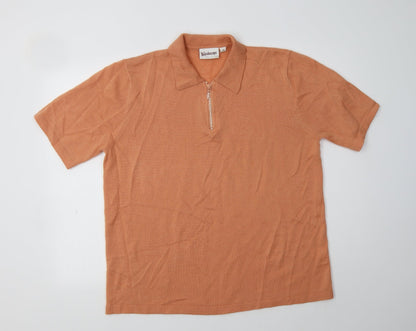 Kaleidscope Womens Orange Collared  Acrylic Pullover Jumper Size 20
