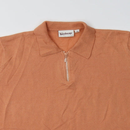 Kaleidscope Womens Orange Collared  Acrylic Pullover Jumper Size 20