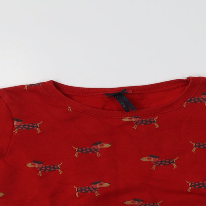 NEXT Girls Red  Cotton Pullover Sweatshirt Size 10 Years   - Dog Print