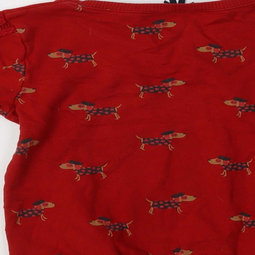 NEXT Girls Red  Cotton Pullover Sweatshirt Size 10 Years   - Dog Print