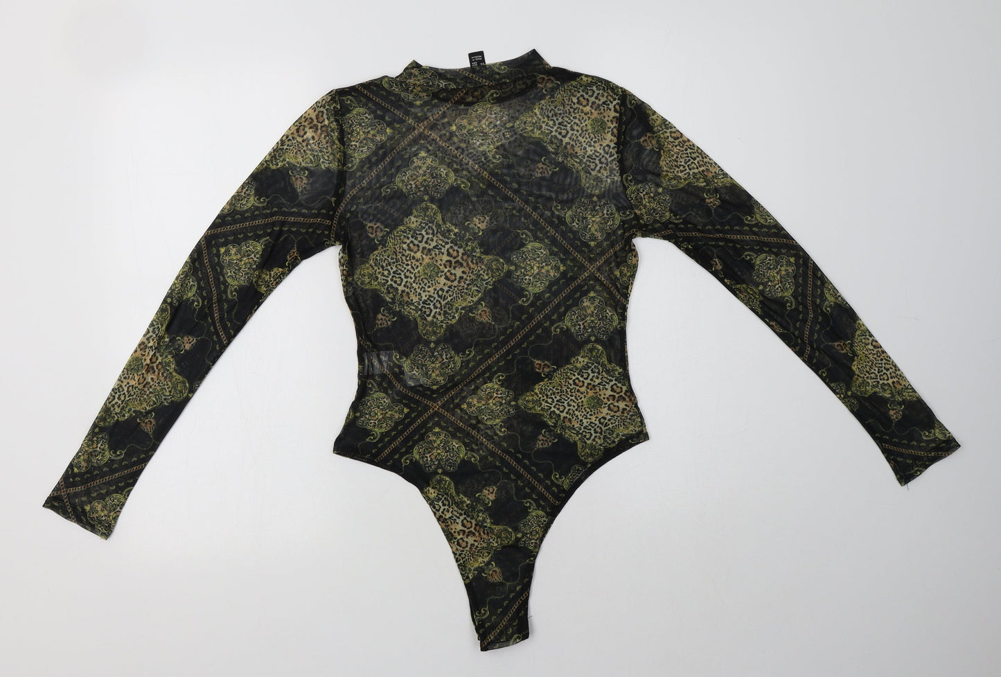 New Look Womens Black Paisley Polyester Bodysuit One-Piece Size 10