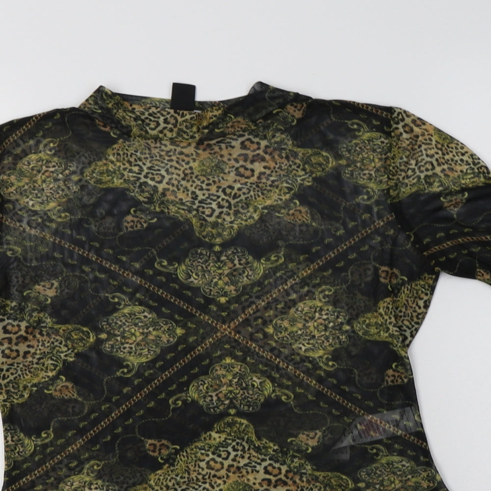 New Look Womens Black Paisley Polyester Bodysuit One-Piece Size 10