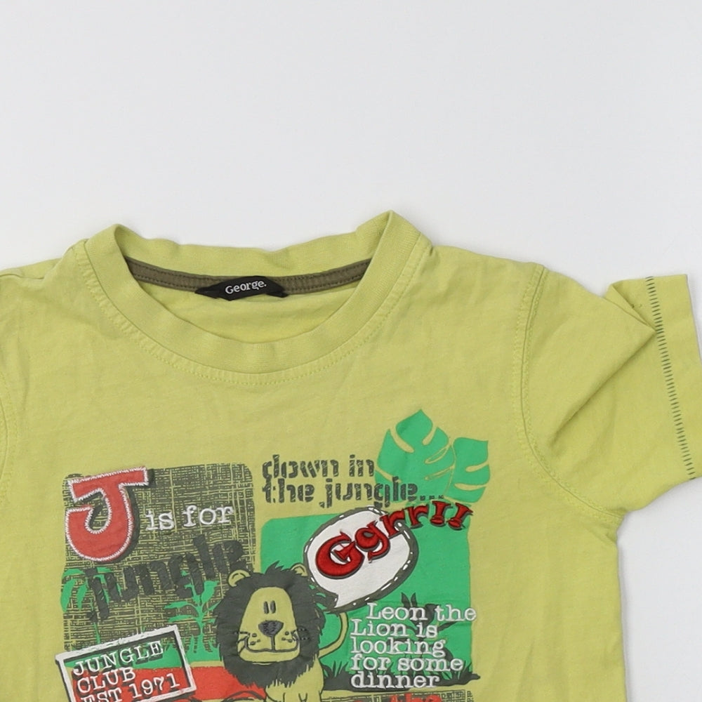 Geoege Boys Yellow  Cotton Basic Polo Size 4-5 Years Crew Neck  - Jungle Club