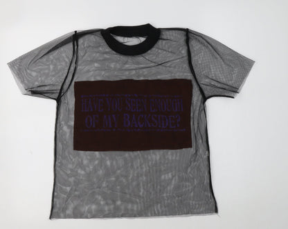 Womens UK Size S Preworn Black Basic T-Shirt