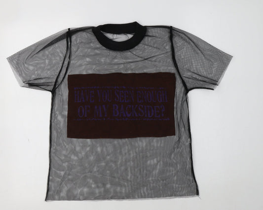 Womens UK Size S Preworn Black Basic T-Shirt