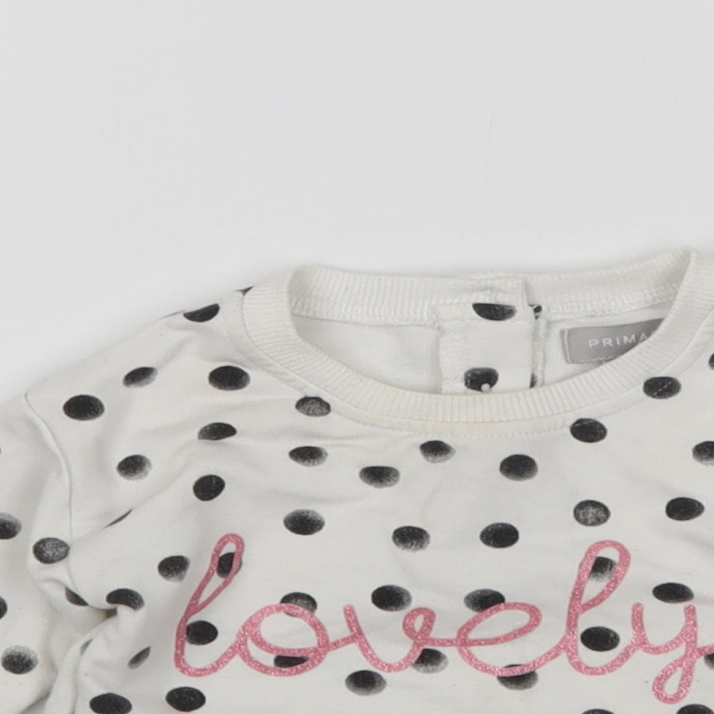 Primark Girls Multicoloured Polka Dot Cotton Pullover Jumper Size 6-9 Months