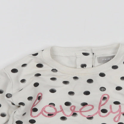 Primark Girls Multicoloured Polka Dot Cotton Pullover Jumper Size 6-9 Months