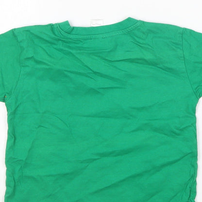Imperial  Girls Green  Cotton Basic T-Shirt Size 4 Years Round Neck