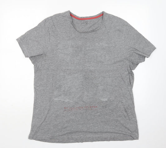 F&F Womens Grey  Cotton Basic T-Shirt Size XL Round Neck