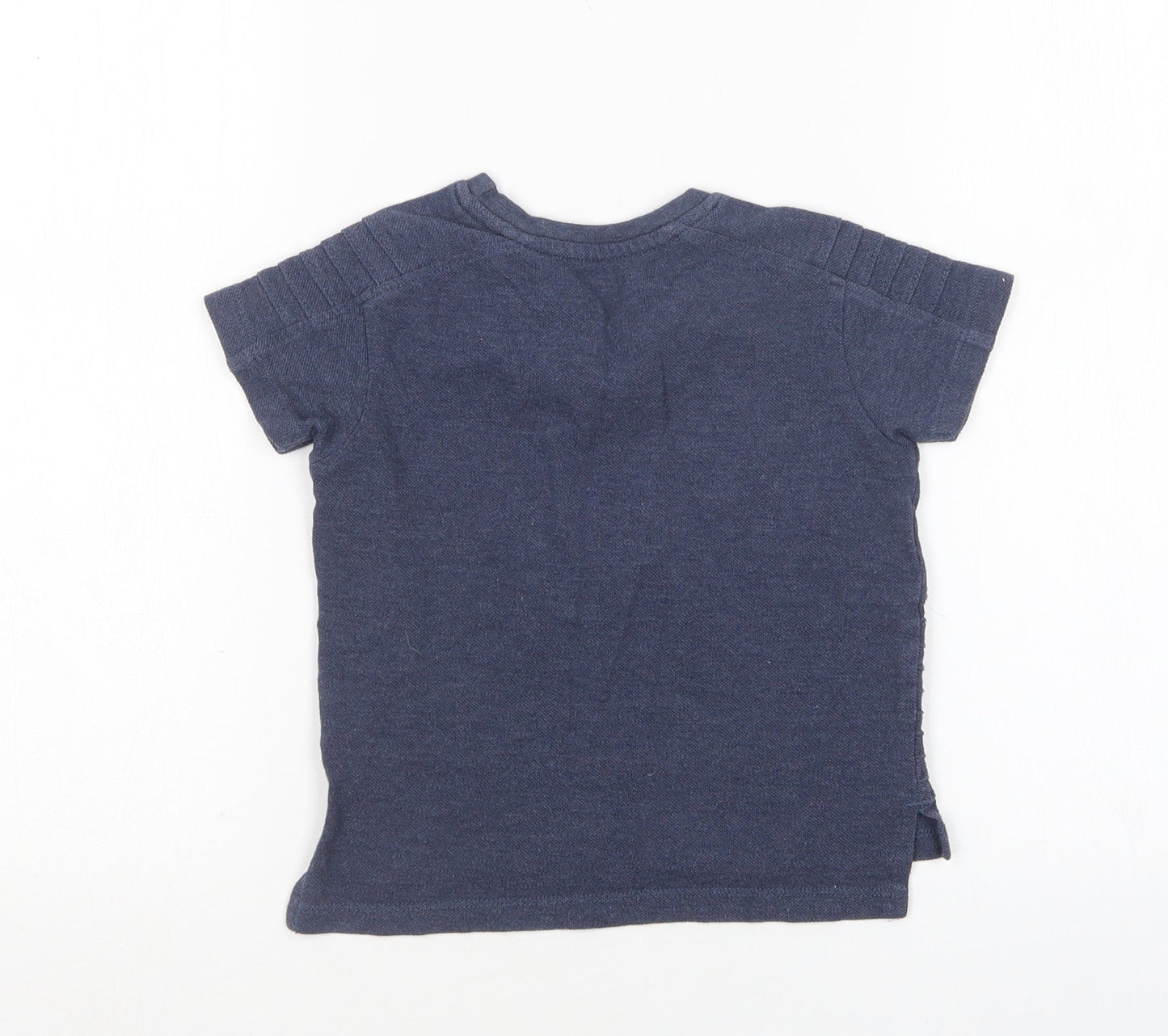 Primark Boys Blue  Cotton Basic T-Shirt Size 18-24 Months Round Neck