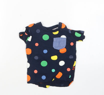 Primark Boys Multicoloured Polka Dot Cotton Basic T-Shirt Size 6-9 Months Round Neck