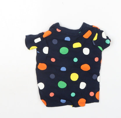 Primark Boys Multicoloured Polka Dot Cotton Basic T-Shirt Size 6-9 Months Round Neck