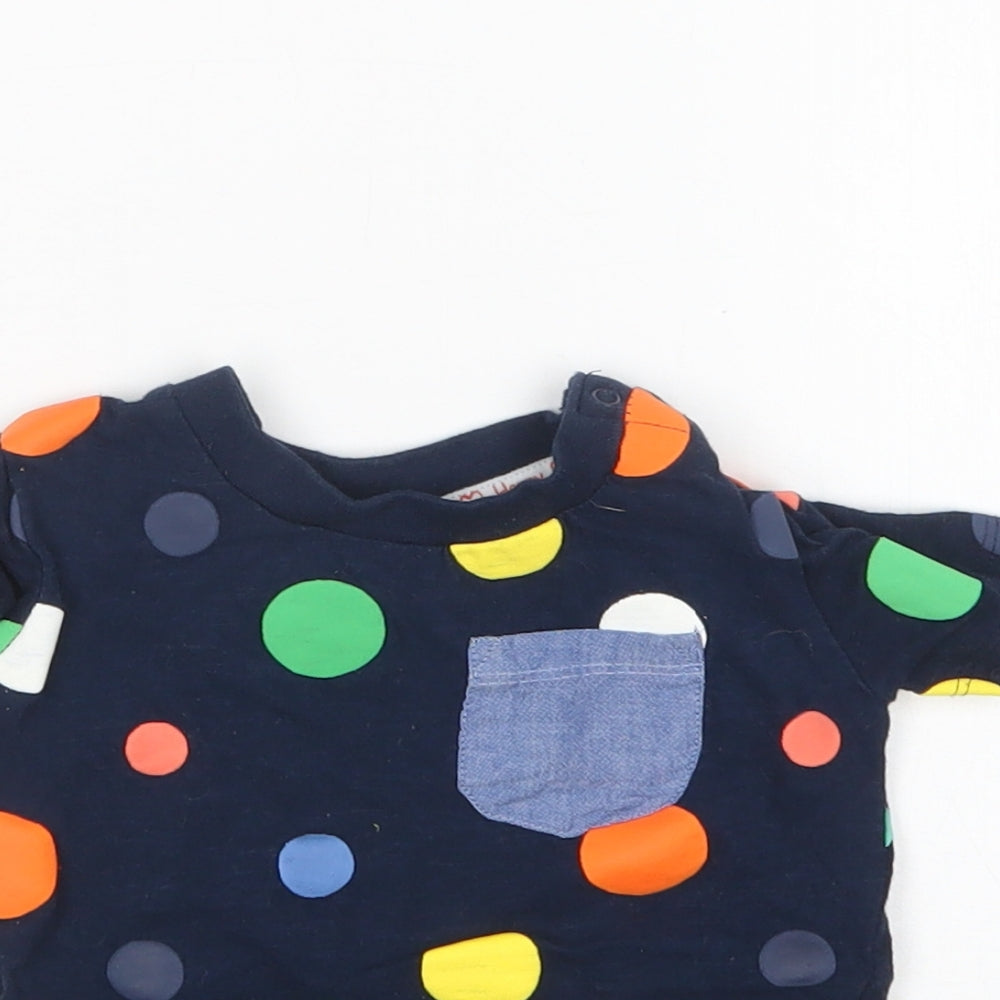 Primark Boys Multicoloured Polka Dot Cotton Basic T-Shirt Size 6-9 Months Round Neck