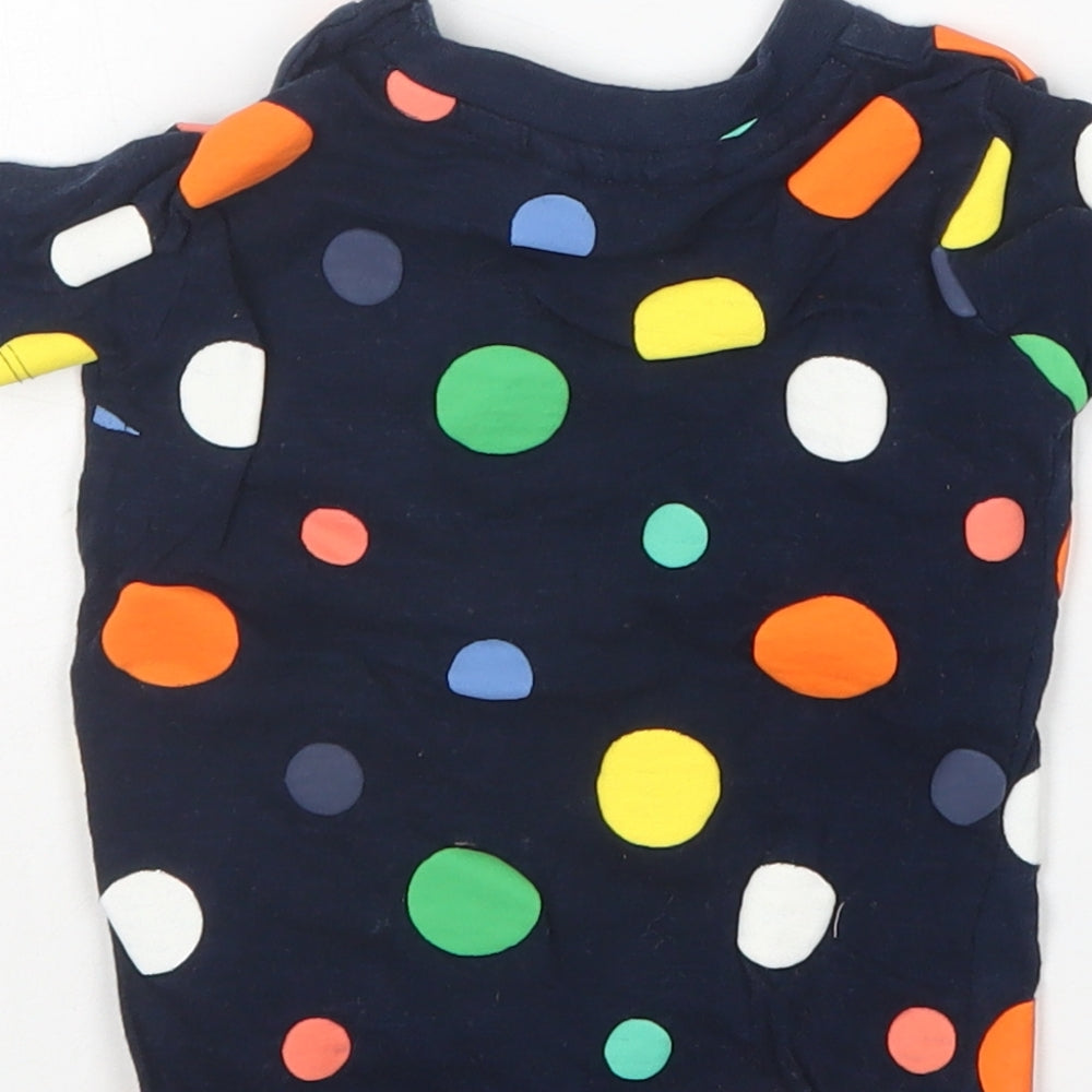 Primark Boys Multicoloured Polka Dot Cotton Basic T-Shirt Size 6-9 Months Round Neck