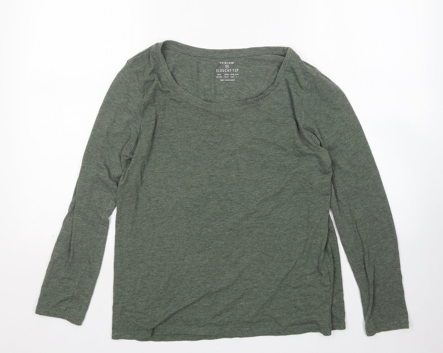 Primark Womens Green  Polyester Basic T-Shirt Size M Round Neck