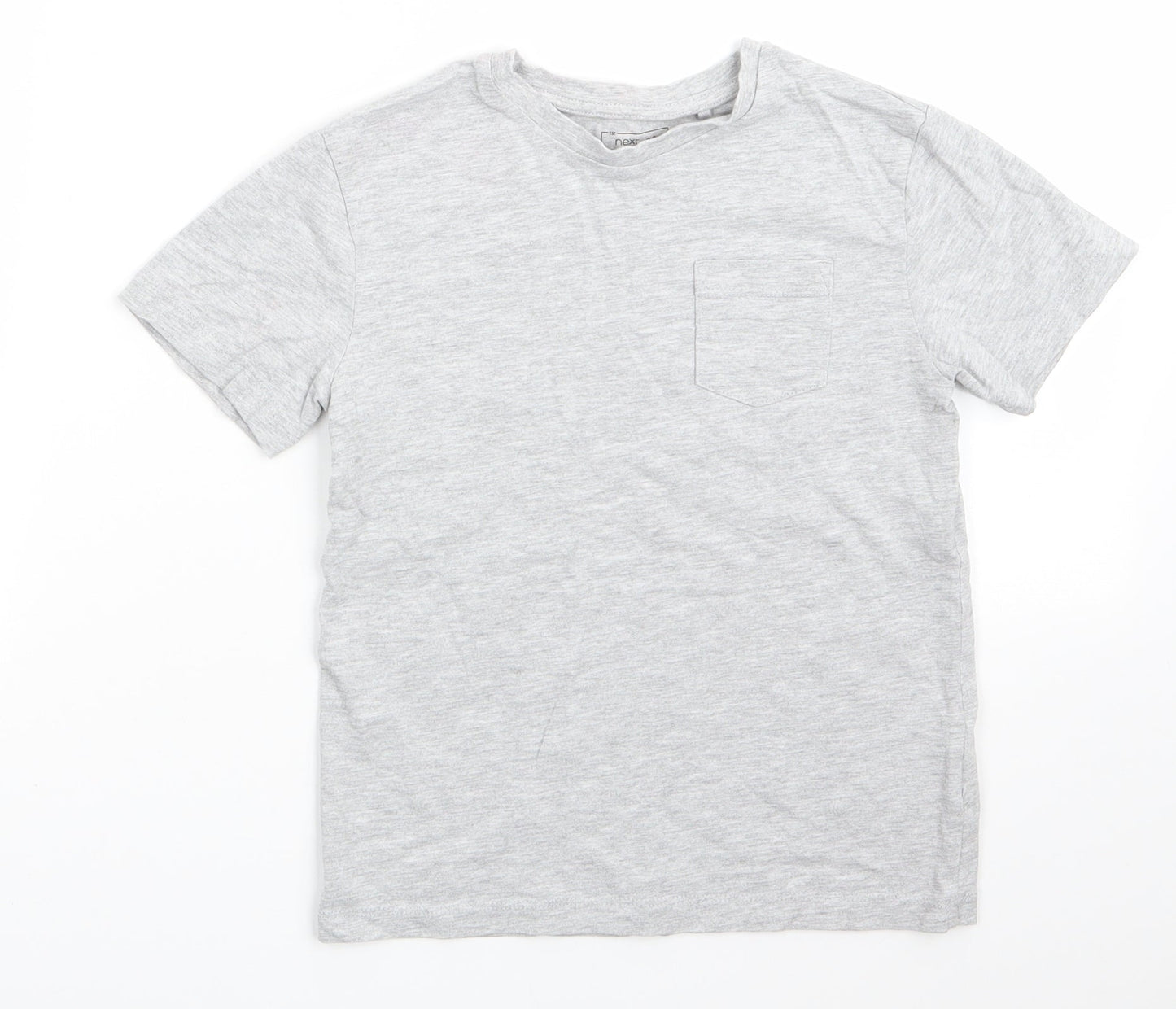NEXT Boys Grey  Cotton Basic T-Shirt Size 7 Years Round Neck  - Light Grey mix