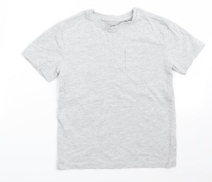 NEXT Boys Grey  Cotton Basic T-Shirt Size 7 Years Round Neck  - Light Grey mix