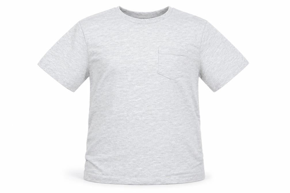 Front view of Next boys’ grey cotton basic t-shirt, size 7, years round neck - light grey mix