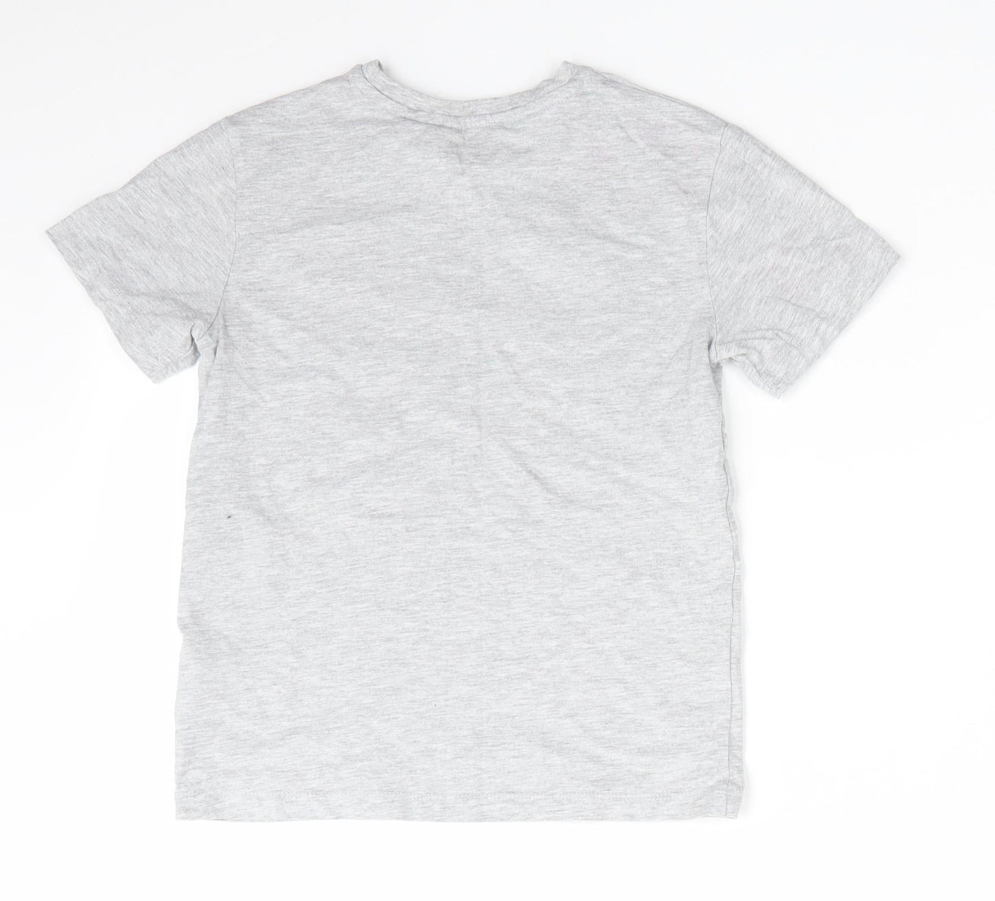 NEXT Boys Grey  Cotton Basic T-Shirt Size 7 Years Round Neck  - Light Grey mix