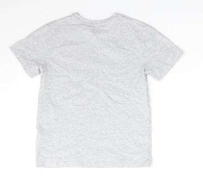 NEXT Boys Grey  Cotton Basic T-Shirt Size 7 Years Round Neck  - Light Grey mix