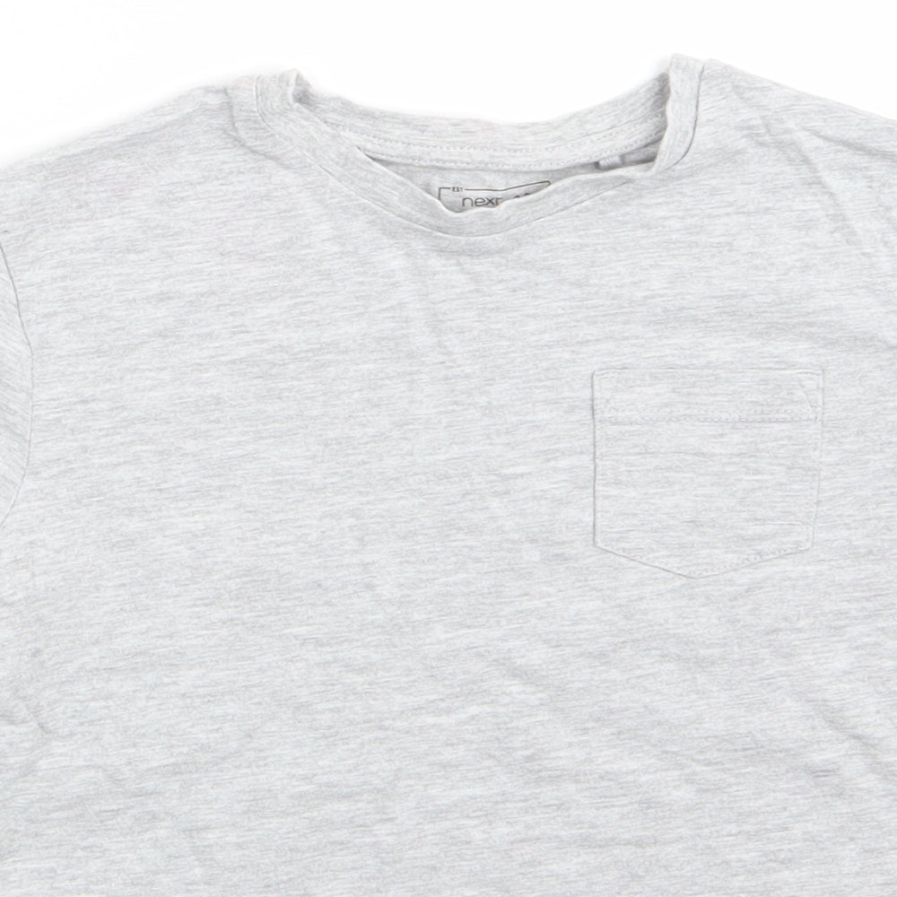 NEXT Boys Grey  Cotton Basic T-Shirt Size 7 Years Round Neck  - Light Grey mix
