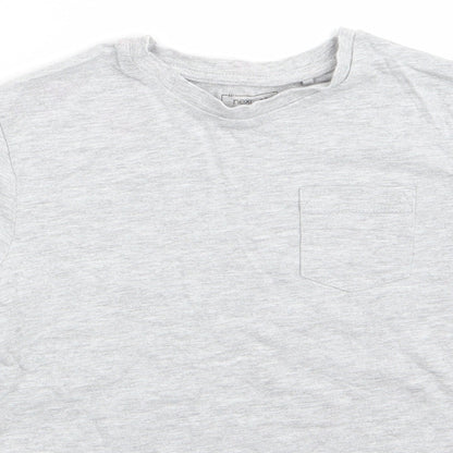 NEXT Boys Grey  Cotton Basic T-Shirt Size 7 Years Round Neck  - Light Grey mix
