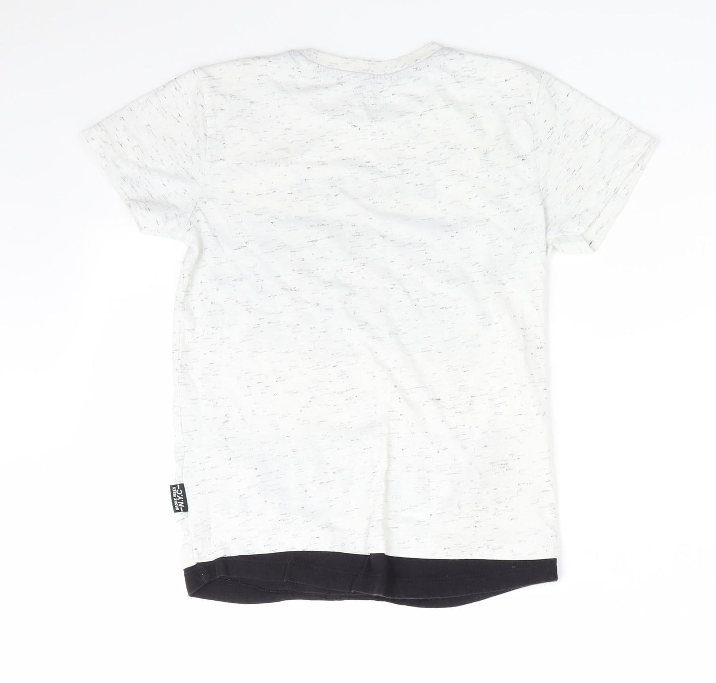 Primark Boys White   Basic T-Shirt Size 6-7 Years Round Neck  - Bronx Vibes Black fleck
