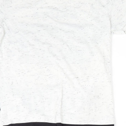 Primark Boys White   Basic T-Shirt Size 6-7 Years Round Neck  - Bronx Vibes Black fleck