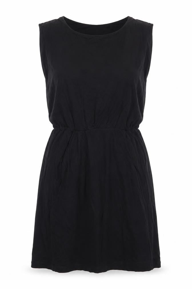 Front view of Apricot women’s black viscose a-line, size S, round neck - lined bodice