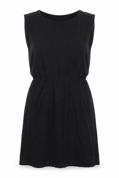 Front view of Apricot women’s black viscose a-line, size S, round neck - lined bodice
