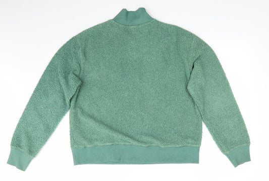 Topshop Womens Green High Neck  Polyester Henley Jumper Size 8   - Faux Sheep Skin Effect