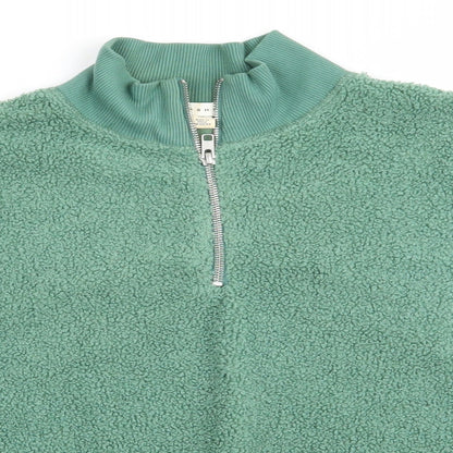 Topshop Womens Green High Neck  Polyester Henley Jumper Size 8   - Faux Sheep Skin Effect