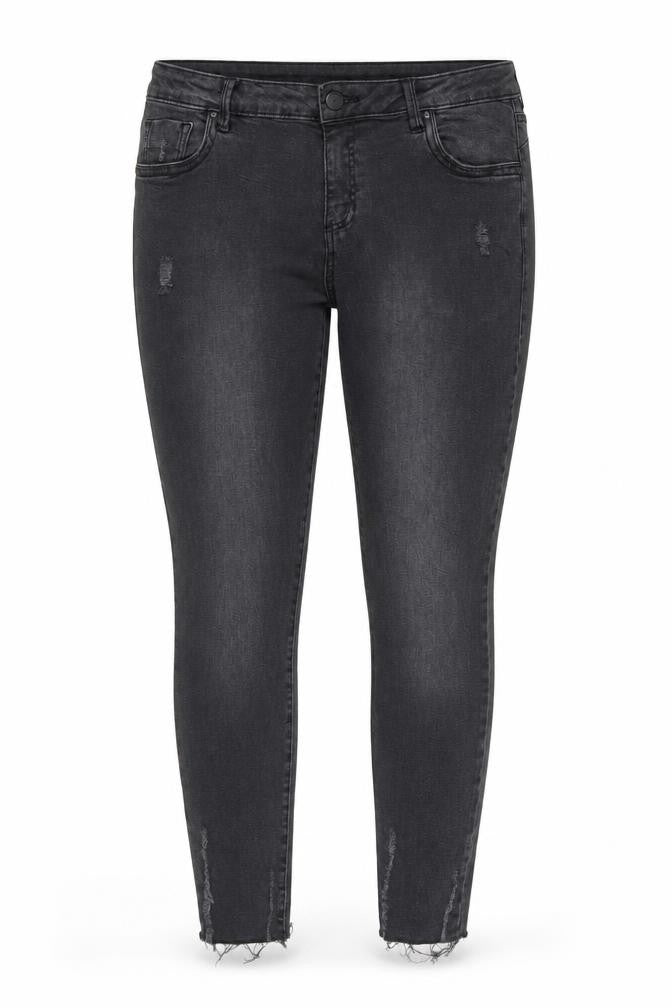 Front view of Denim Co women’s black cotton skinny jeans, size UK 14, 27-inch leg regular