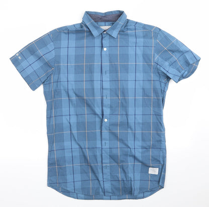 Mens UK Size S Jack & Jones Core Blue  Button-Up Short Sleeve Casual Shirt