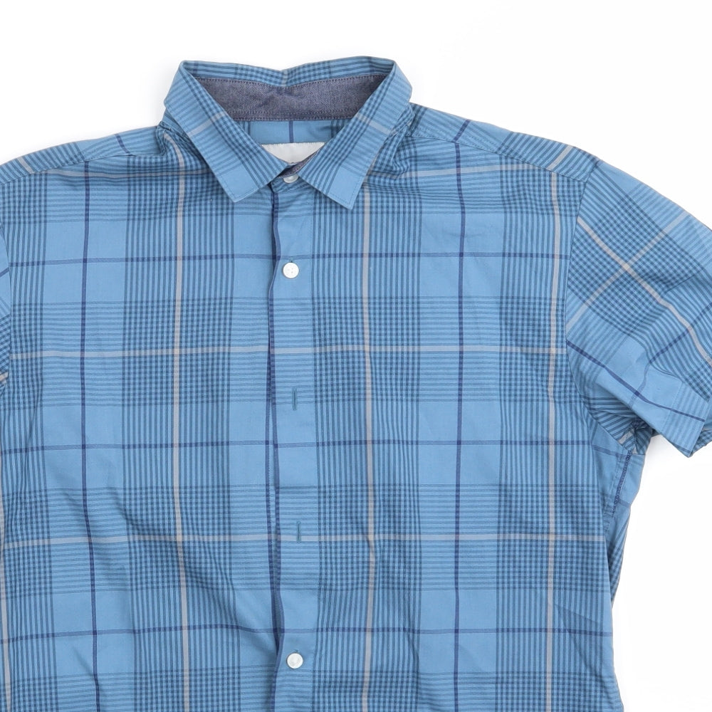 Mens UK Size S Jack & Jones Core Blue  Button-Up Short Sleeve Casual Shirt