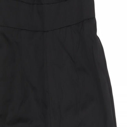 Boohoo Womens Black  Polyester Jumpsuit One-Piece Size 8 L25 in  - Back Zip Cross Over Straps Cropped