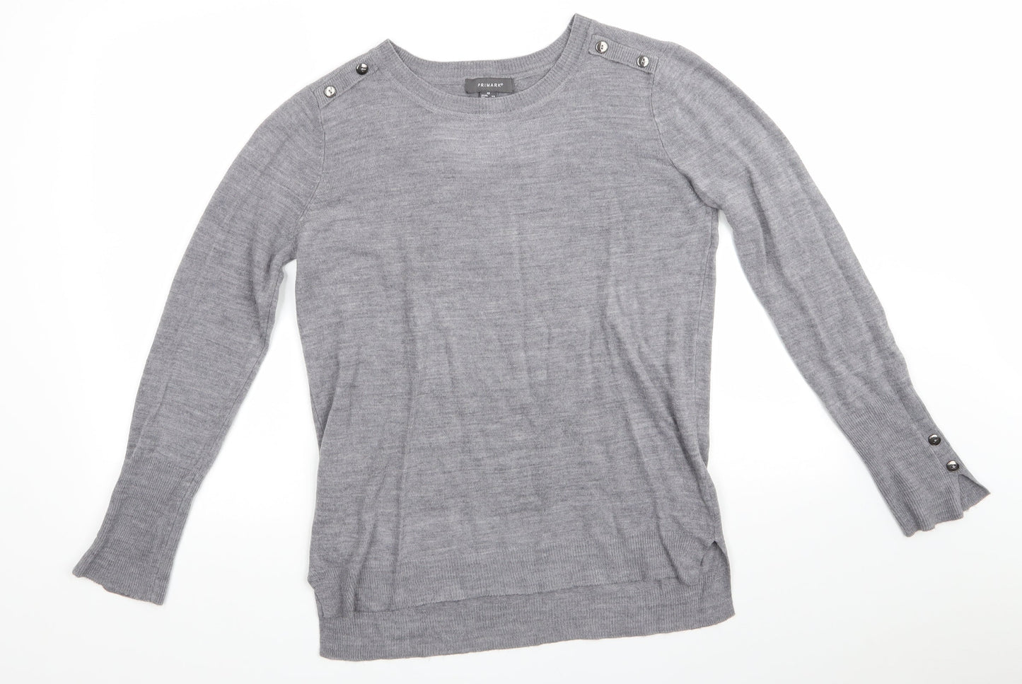 Primark Womens Grey Crew Neck  Acrylic Pullover Jumper Size XS   - Mid Grey mix