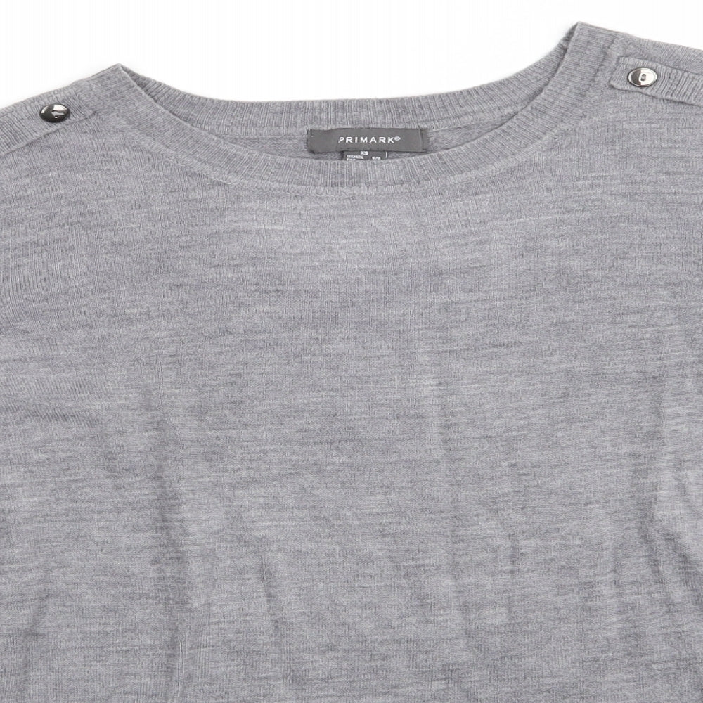 Primark Womens Grey Crew Neck  Acrylic Pullover Jumper Size XS   - Mid Grey mix