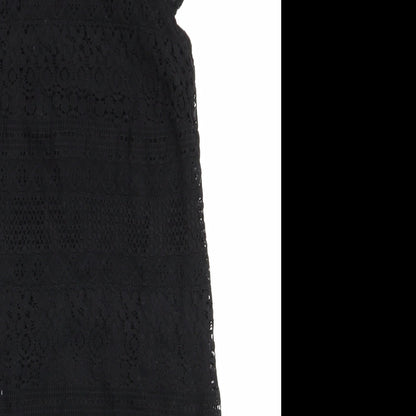 Atmosphere Womens Black Floral Cotton A-Line  Size 6  Round Neck  - Lace Overlay Dress