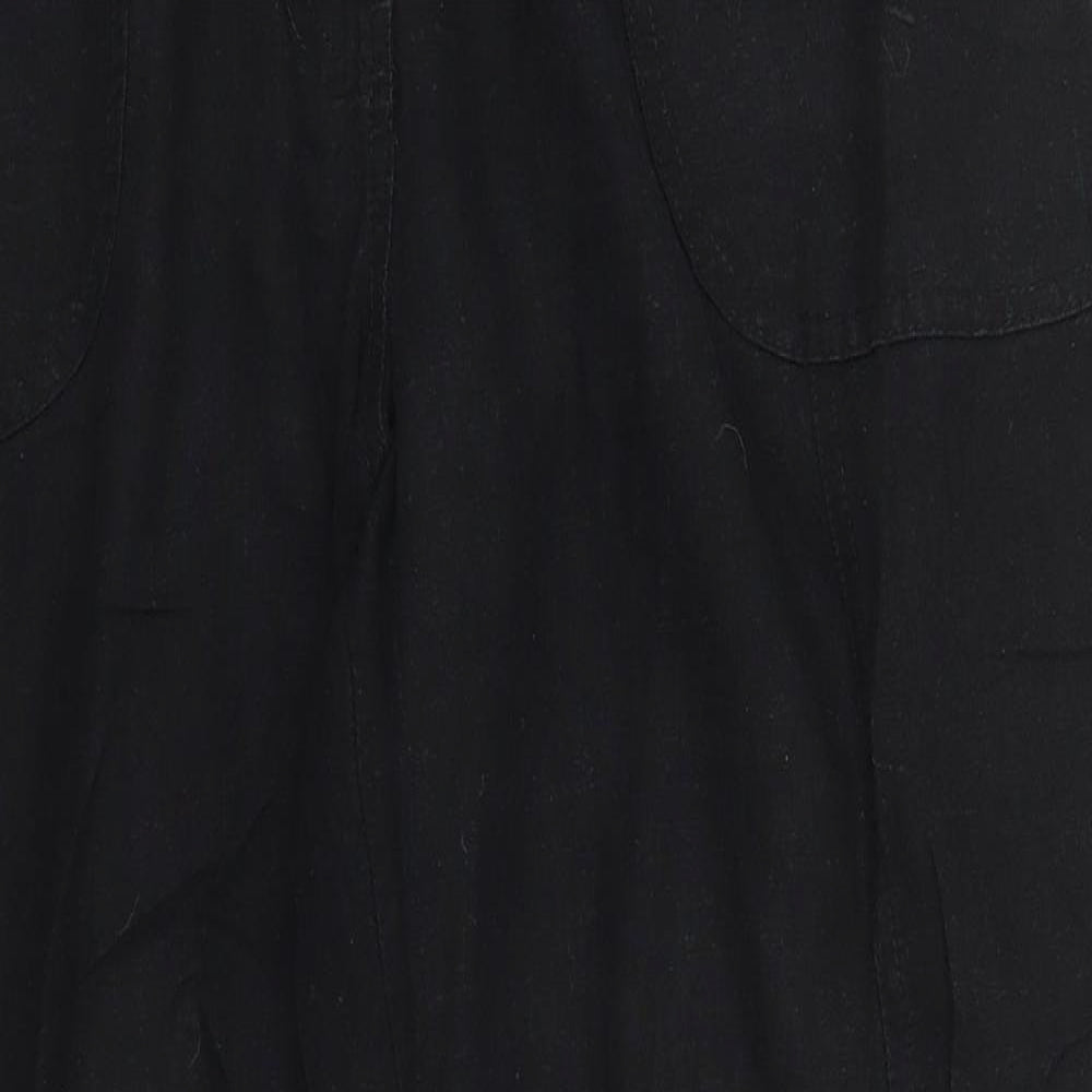 Authentic Womens Black  Linen Trousers  Size 16 L28 in Regular