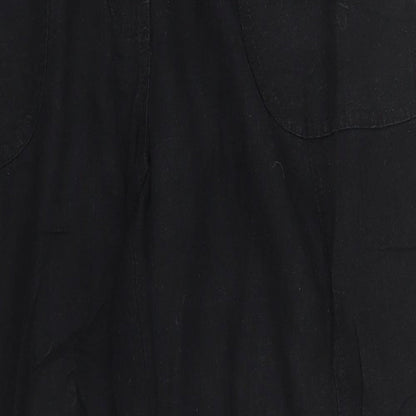 Authentic Womens Black  Linen Trousers  Size 16 L28 in Regular