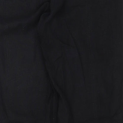 Authentic Womens Black  Linen Trousers  Size 16 L28 in Regular