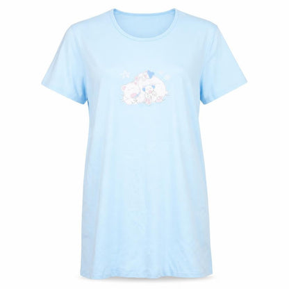 Front view of Preworn women’s blue solid cotton top pyjama top, size UK 8