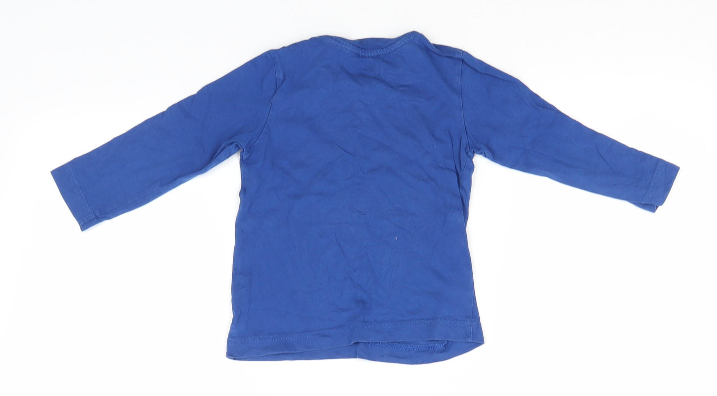 United Colors of Benetton Boys Blue  Cotton Basic T-Shirt Size 2 Years Round Neck