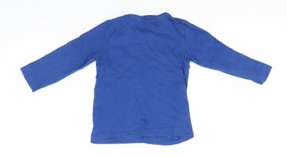 United Colors of Benetton Boys Blue  Cotton Basic T-Shirt Size 2 Years Round Neck