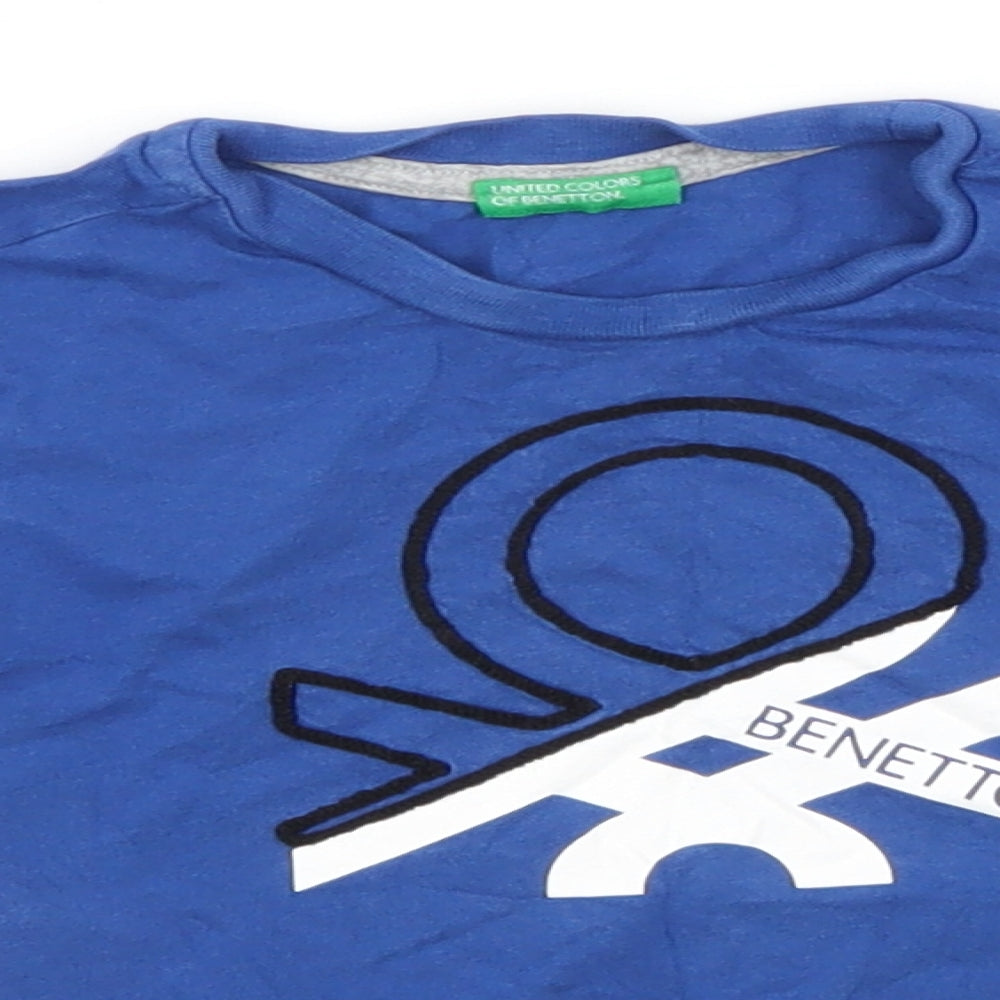 United Colors of Benetton Boys Blue  Cotton Basic T-Shirt Size 2 Years Round Neck
