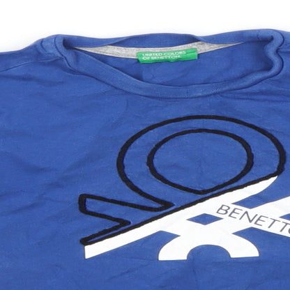 United Colors of Benetton Boys Blue  Cotton Basic T-Shirt Size 2 Years Round Neck