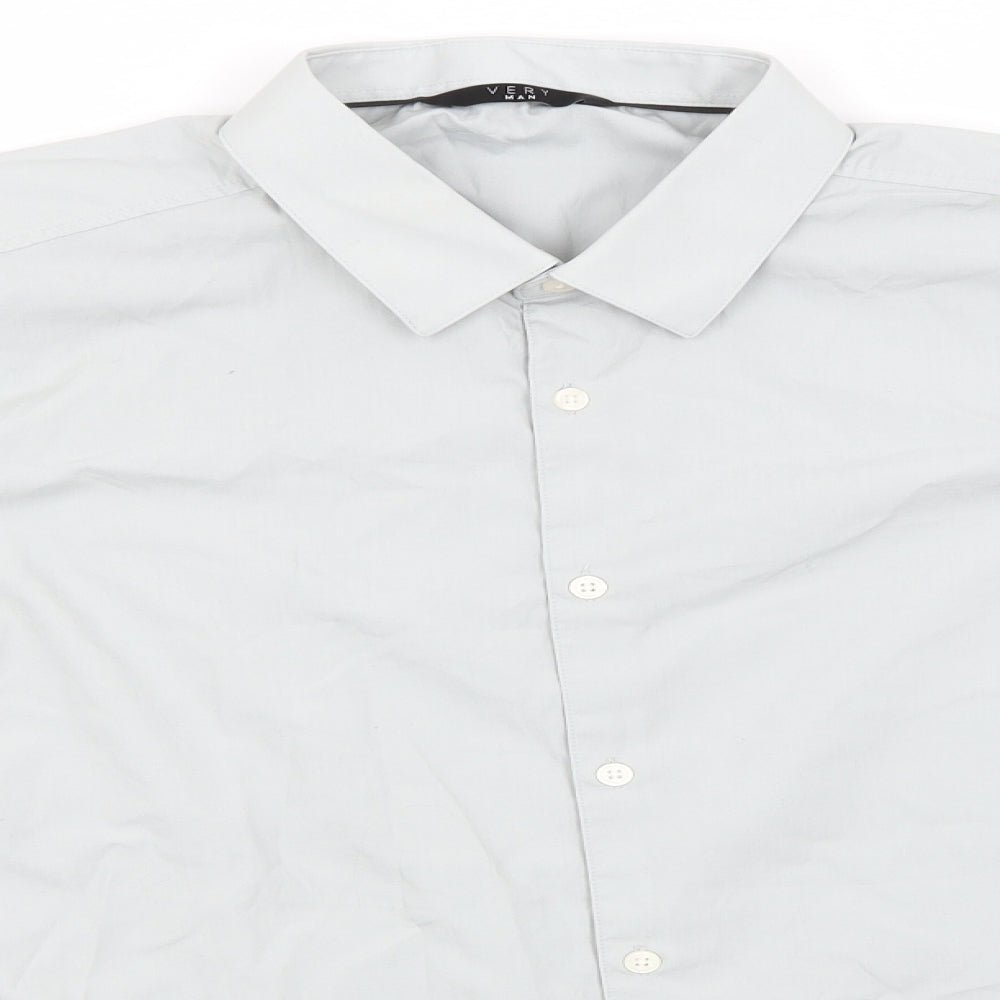 Very Mens Green  Polyester  Button-Up Size 17 Collared