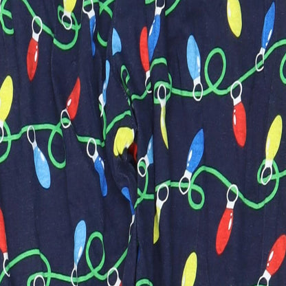 Ladies Womens Blue Geometric Cotton Trousers  Size 16 L25 in Regular  - Christmas